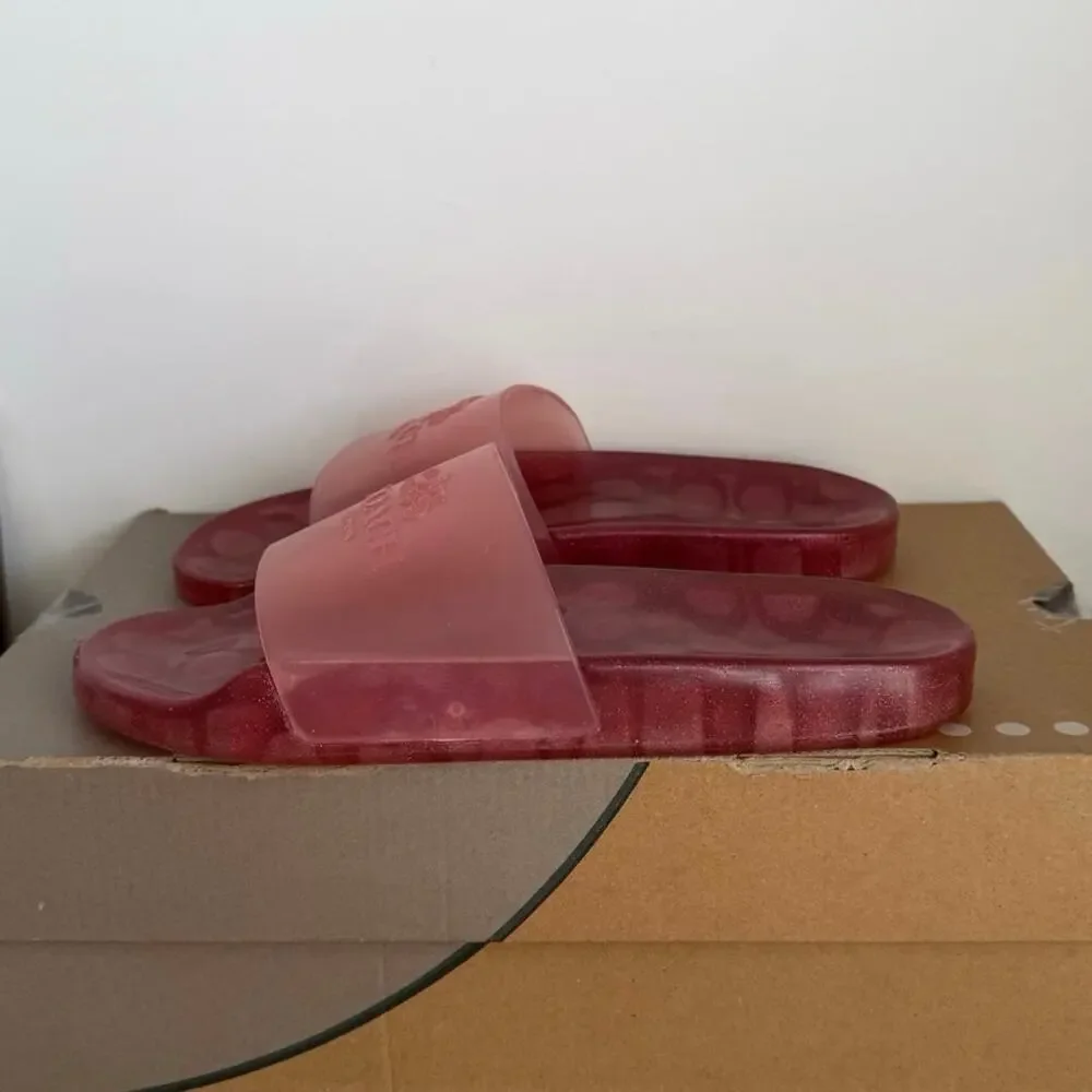 Coach Ulyssa Pink Jelly Women Pool Slides Sandals - SZ 7